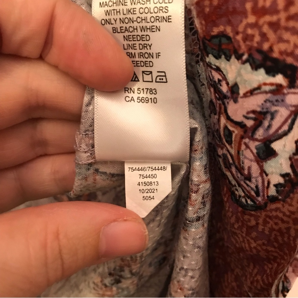 Maurices Floral Kimono Long Length Purple Brown Border Print Size 0X - Picture 15 of 15